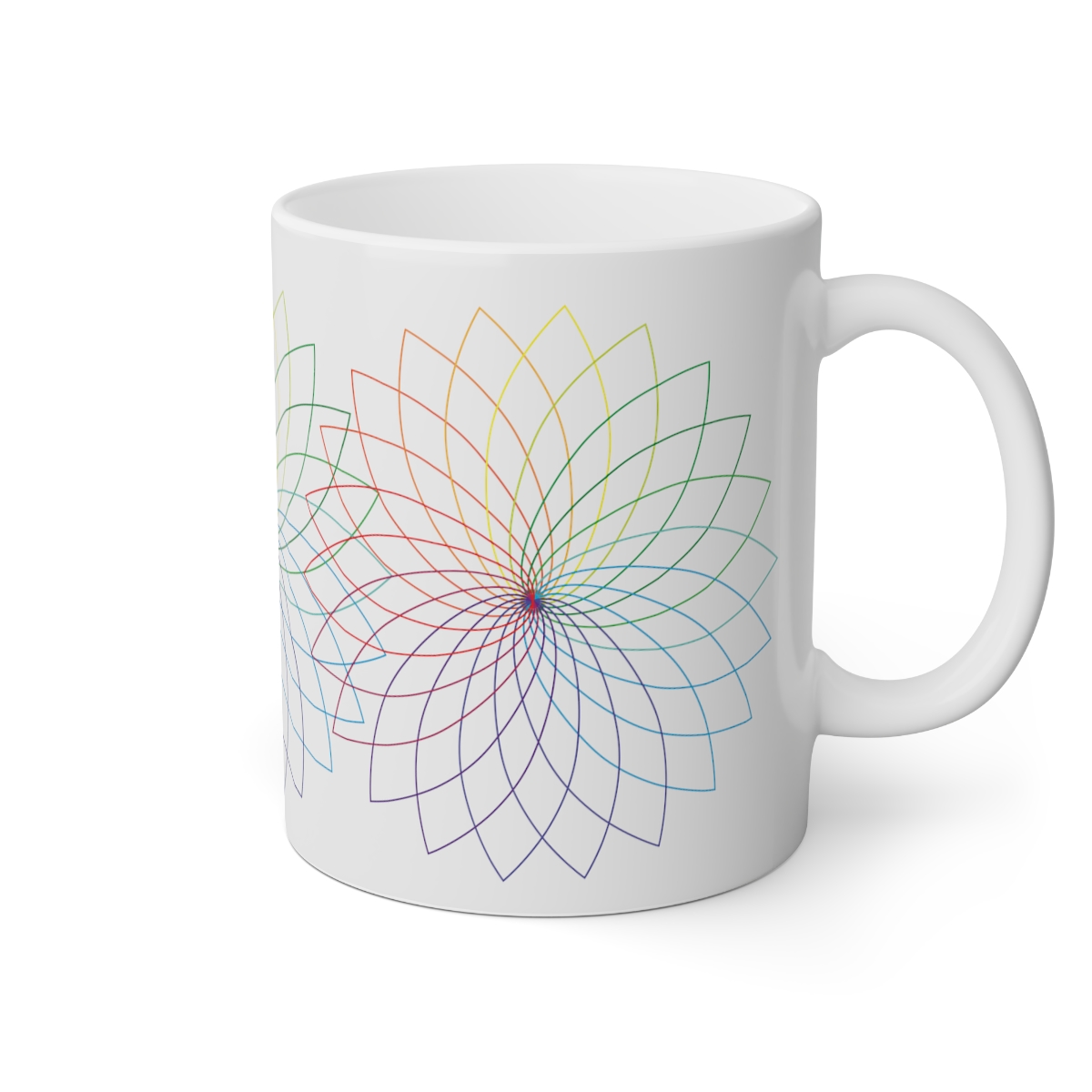 Sacred Geometry Rainbow White Mug, 11oz